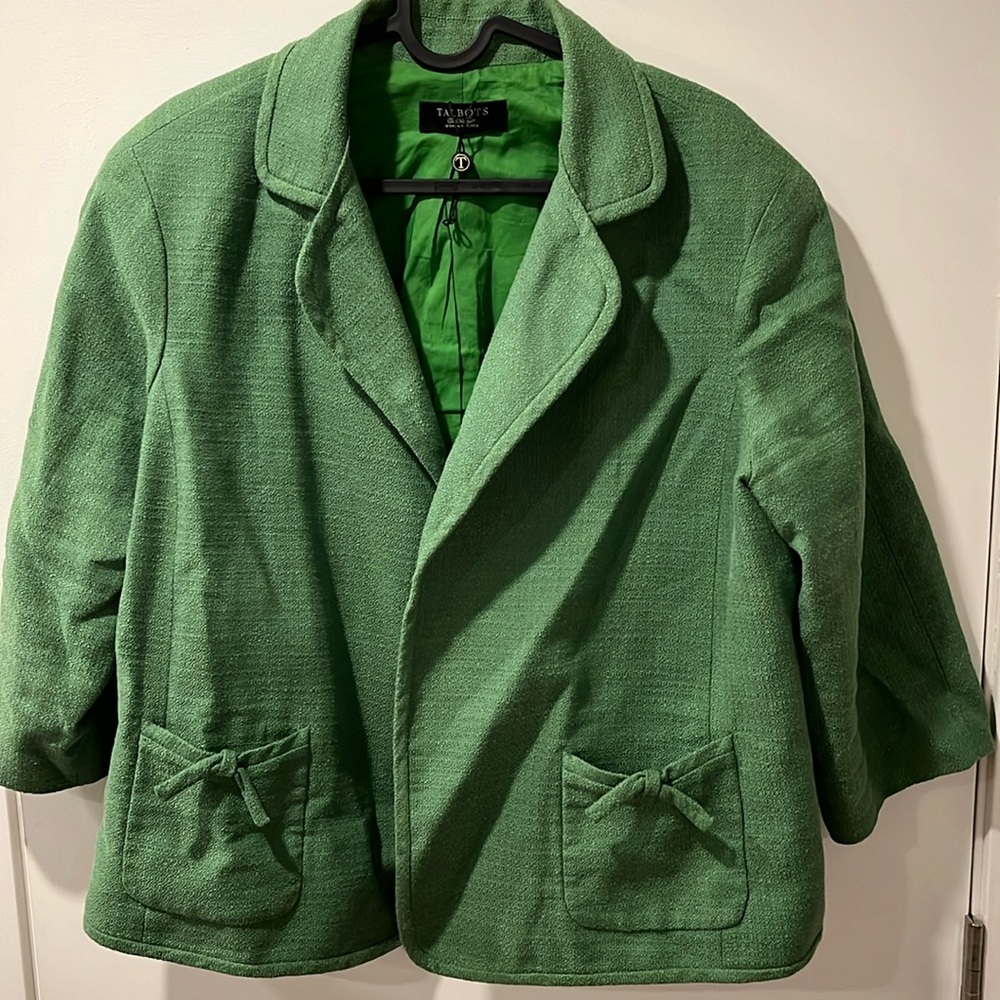 Talbots Petite Lime Green Double Pocket Blazer Size 16  NWOT